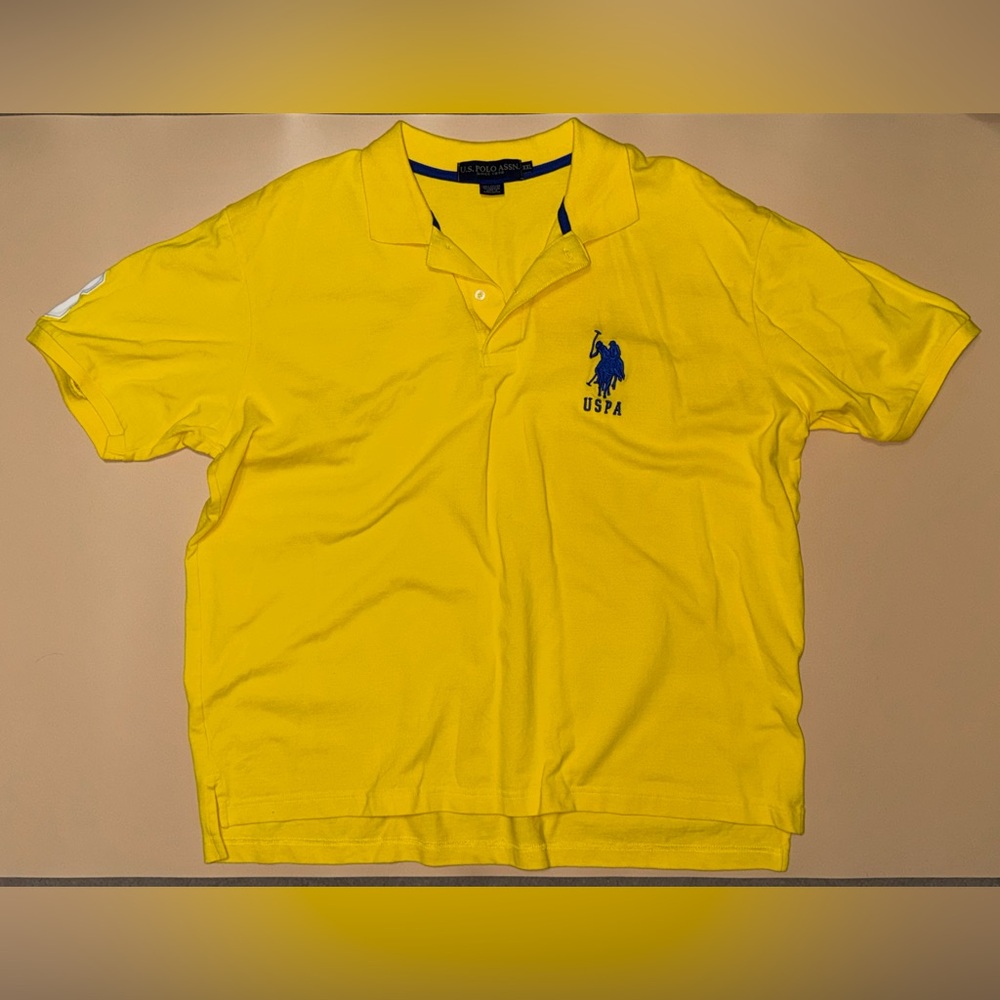 U.S. Polo Assn Men’s Polo Shirt XXL Yellow Big Logo Short Sleeve Cotton Casual
